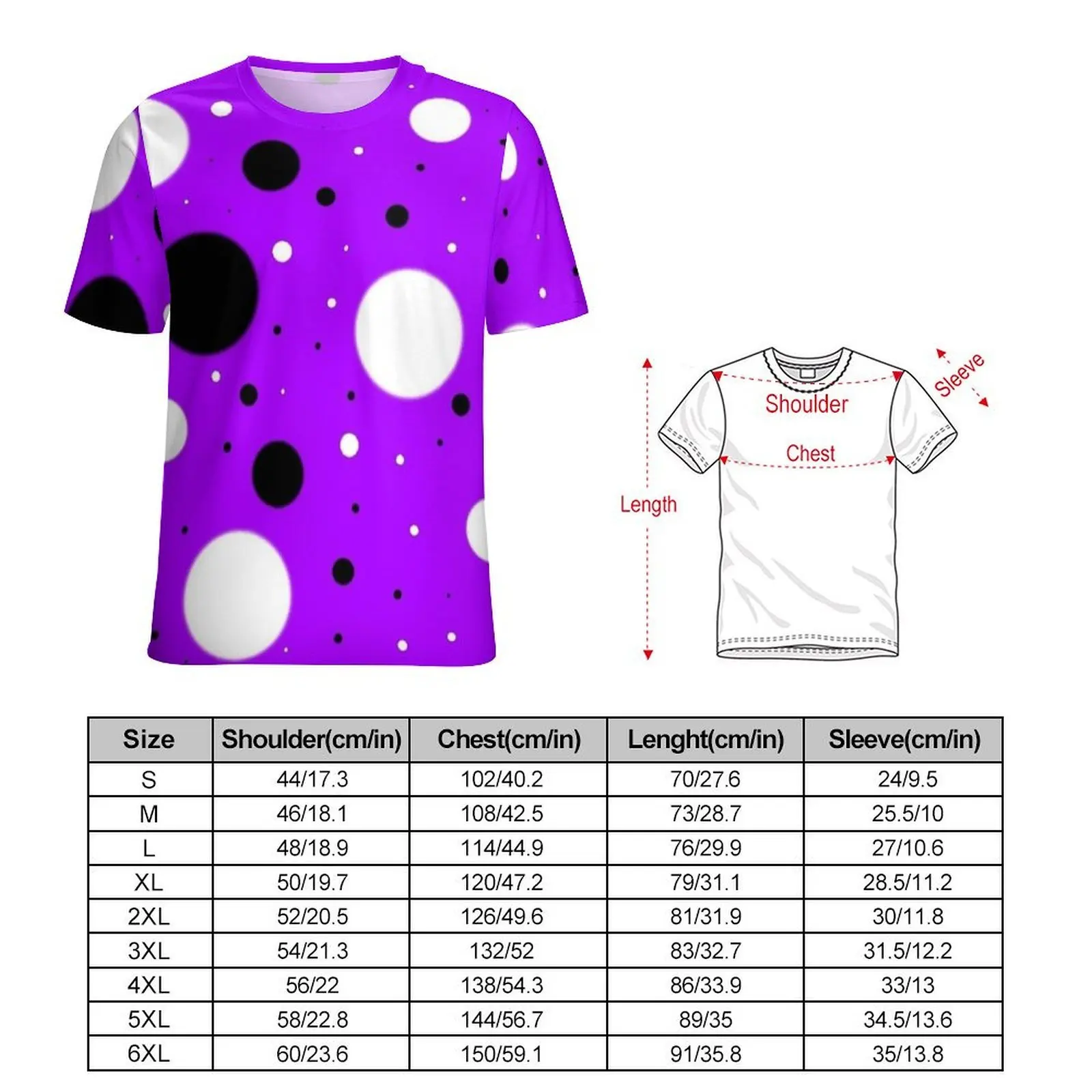 Purple Big Polka Dot Print T-Shirt For Men O Neck T Shirts Summer Harajuku Tops Short Sleeve Classic Oversize Tees Birthday Gift