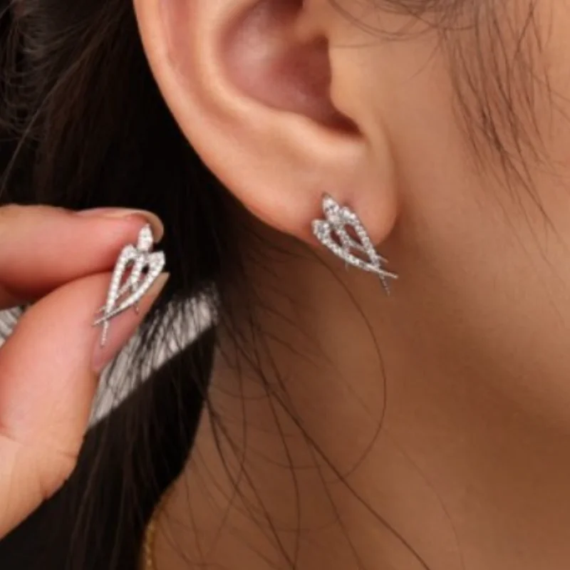 2026 New 2-piece Set of High-end Zircon Earrings Necklace with Light Luxury and High-end Feel, Niche Jewelry and Accessories