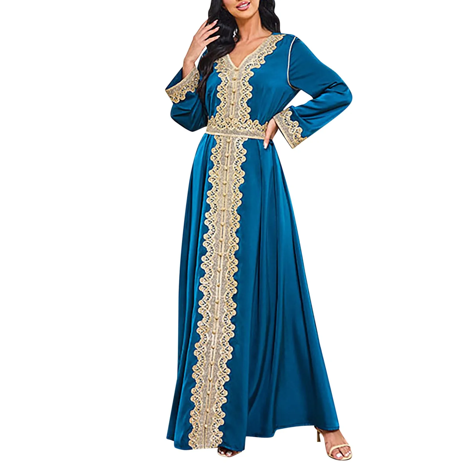 Kaftan Dresses Luxurious Beads Women Dubai Embroidery Elegant Long Sleeve Muslim Abaya Islam Turkey Jellaba Moroccan Long Dress