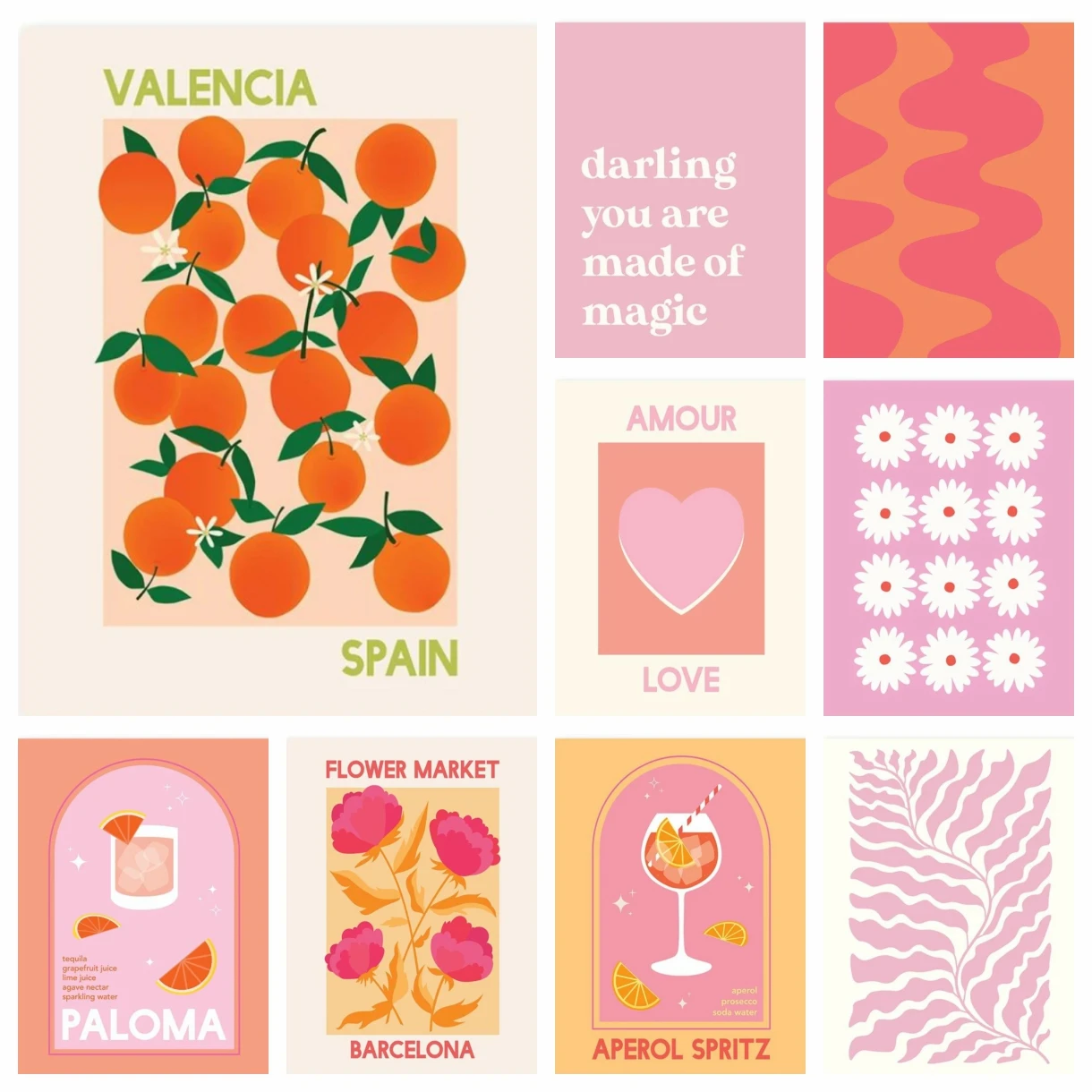Matisse-Kit de pintura de diamante 5D DIY, jugo de fruta, rosa, naranja, bonito corazón bohemio, arte de pared, mercado de flores, decoración de dormitorio con diamantes de imitación