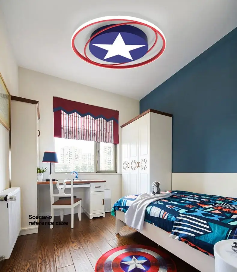 

Современный потолочный светильник для детской комнаты, спальни, минималистичный современный светодиодный потолочный светильник, креативный светильник с изображением мультфильма Америки, капитана