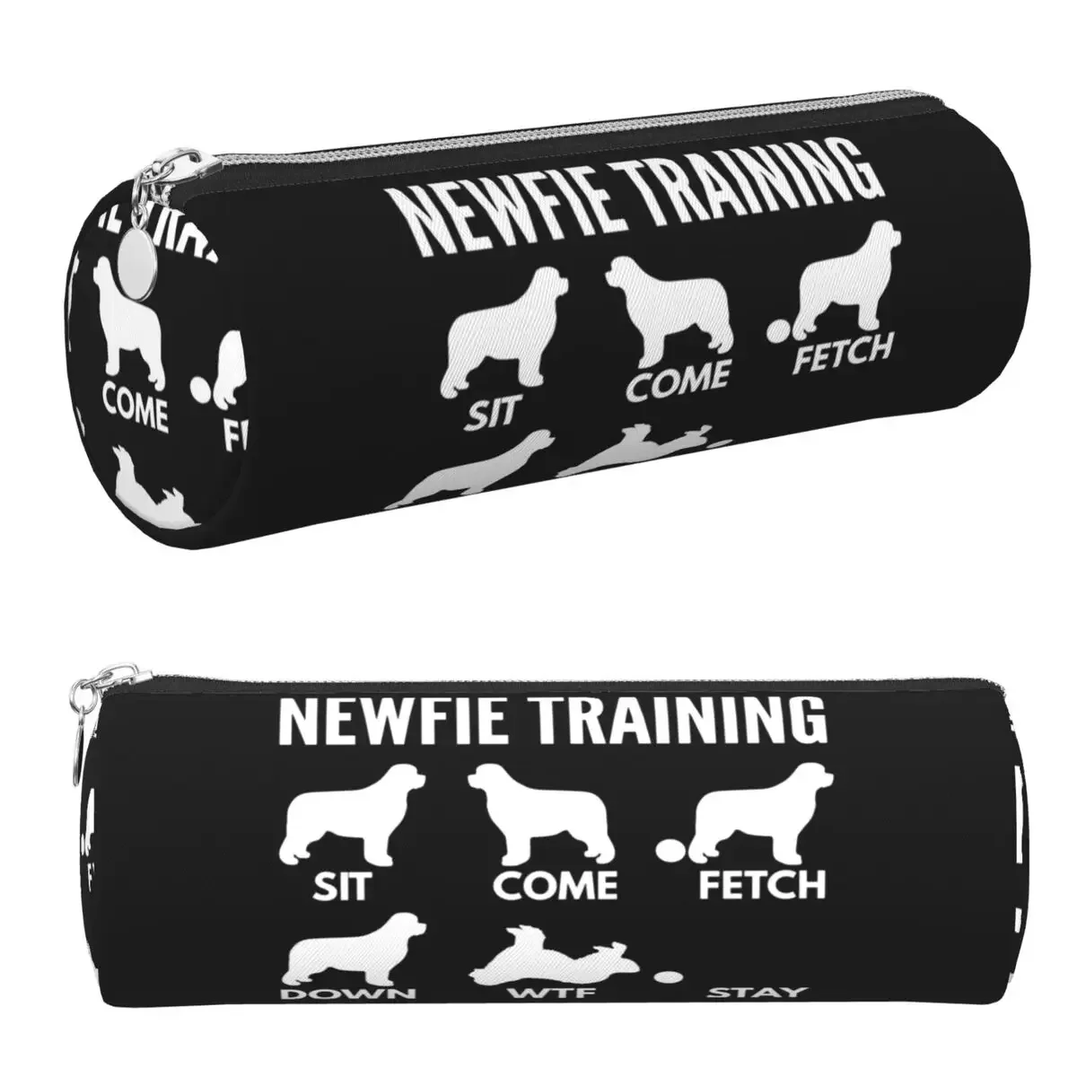Newfie Training - Newfoundland Dog Tricks Pencil Case Pencil Pouch Cylinder Pen Box Pencil Bag for Boy Girl School