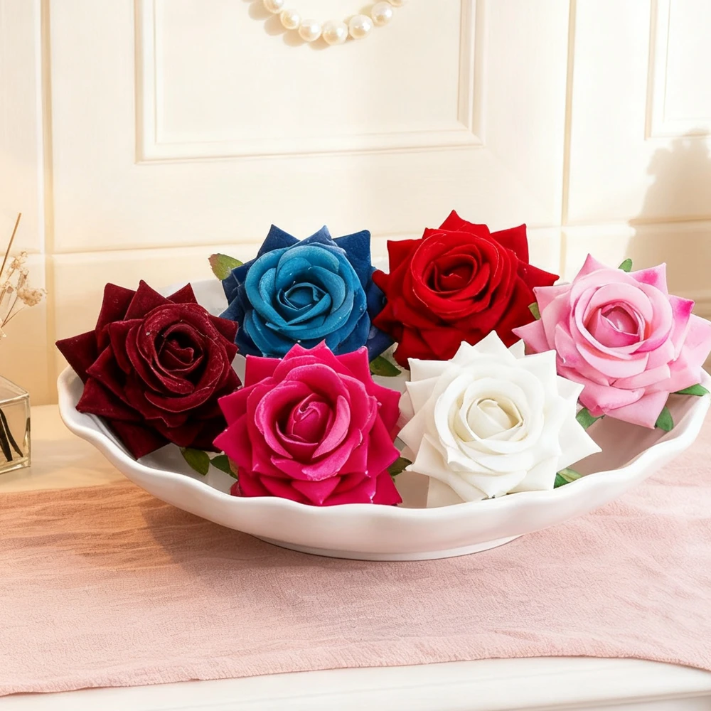 50/100PCS Artificial Flowers 6CM Silk Roses Bridal Valentine Material Home Decor Wedding Decora Scrapbooking Craft Flores Gifts