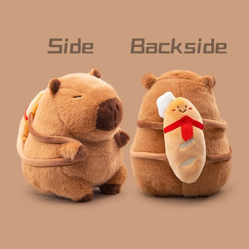 Neue Capybara Plüschtier Design Gefüllte Baguette Donut Croissant Pommes Frites Knödel Snack Rucksack Dekor Capibara Plüschtier – Detail 2