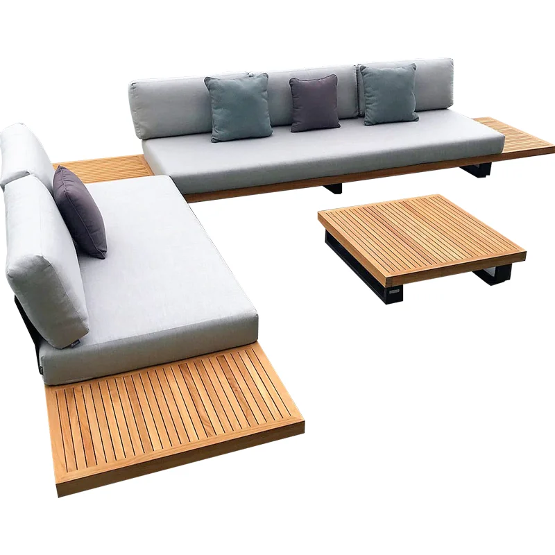 Gartenmöbel Rattan-Sofagarnitur Kunststoff Polyethylen Rattan modernes Hotel im Freien grau wasserdicht Party-Aluminiumsitz