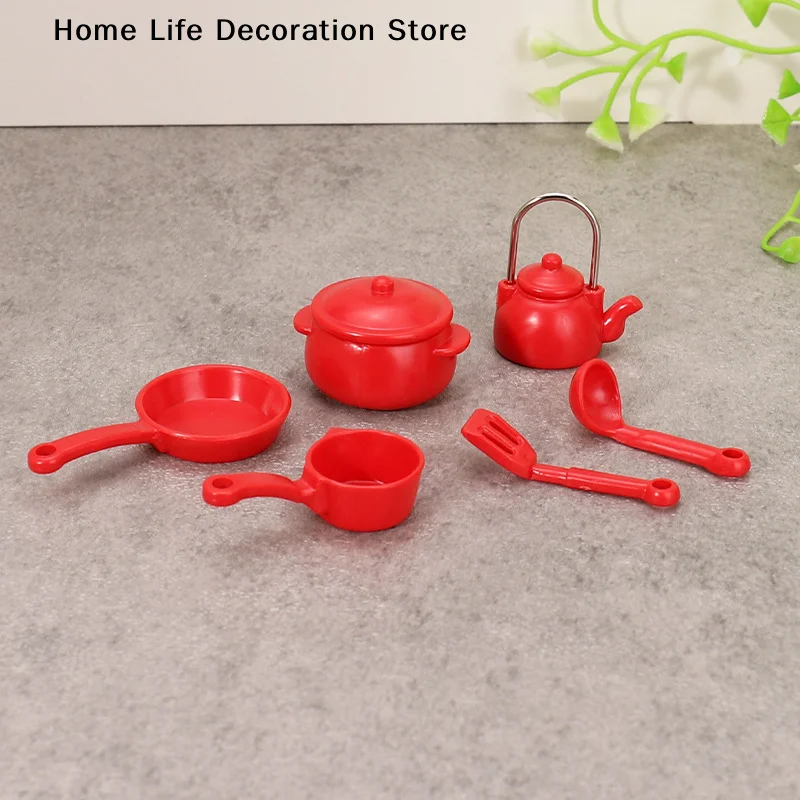 1Set DIY Dollhouse Decoration Kids Toys 1:12 Dollhouse Miniature Soup Pot Spoon Pan Kettle Model Kitchen Cookware Accessories ‘