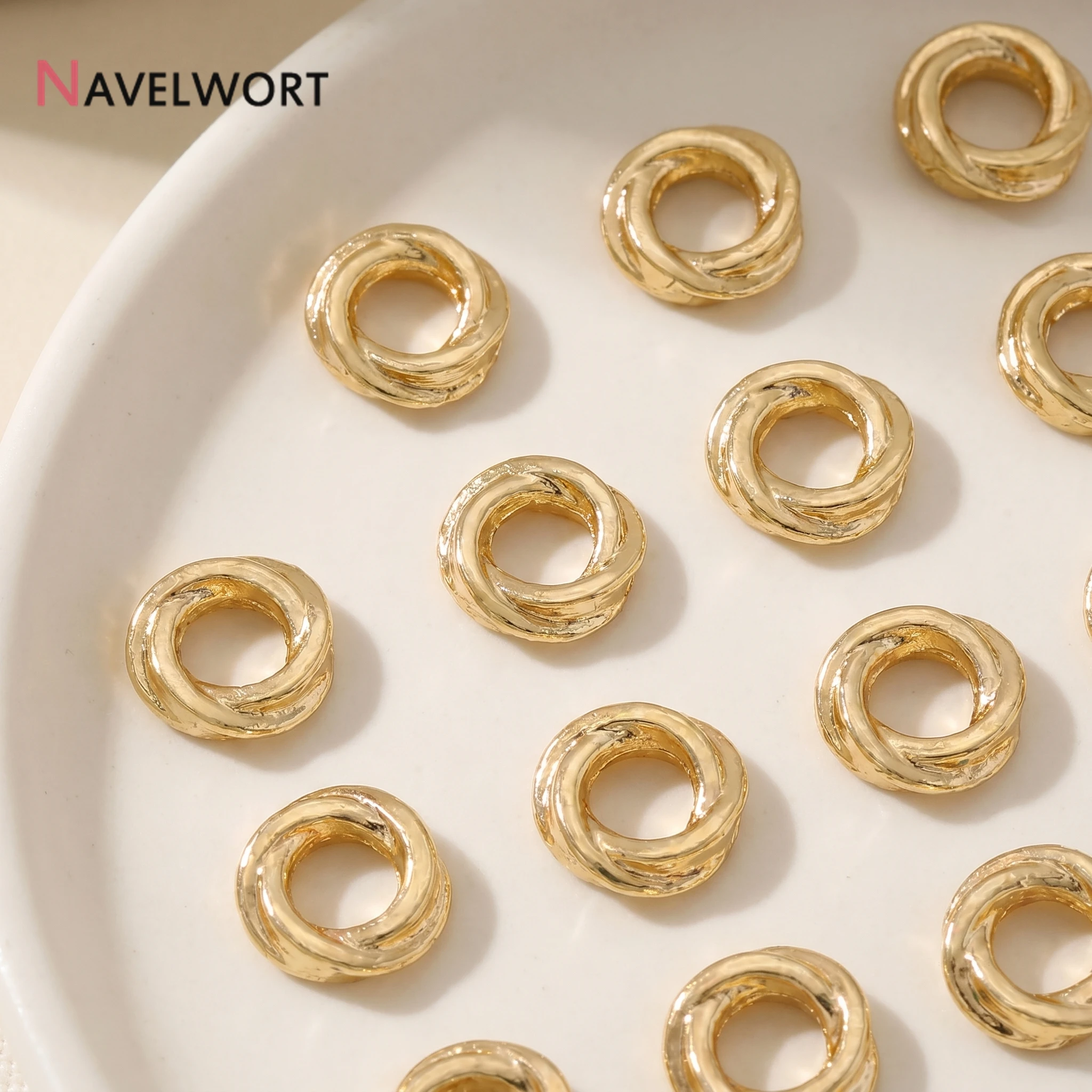 14K Gold Plated Brass Metal Twist Spacer Beads,Separator For Beads,For Jewelry Making Supplies DIY Accessories