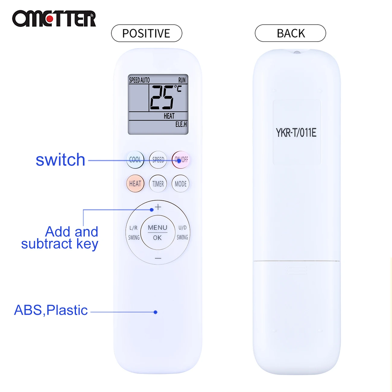 New YKR-T/011E Remote Control Replacement For AUX Air Conditioner White