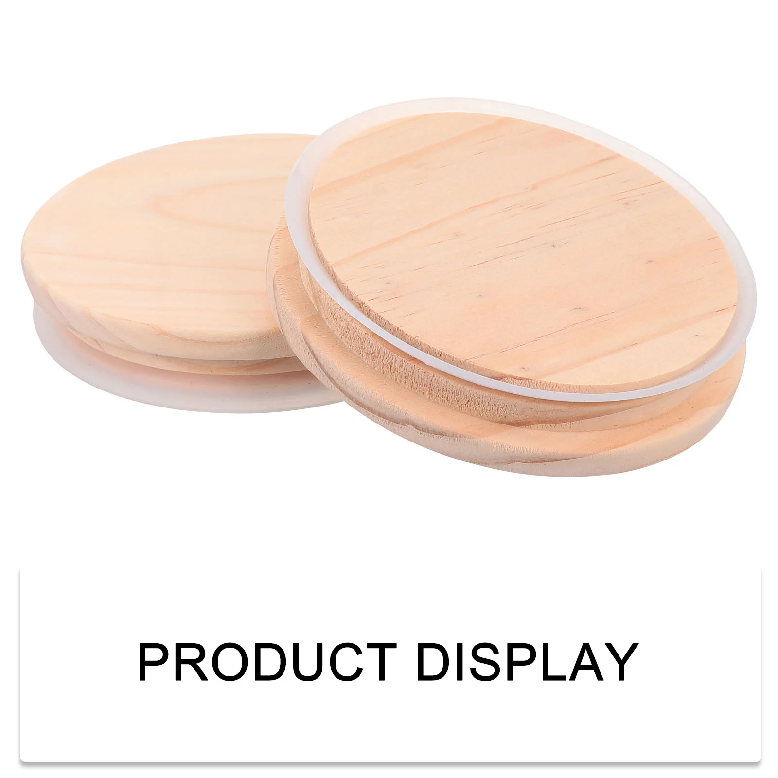 

5pcs Solid Wood Sealed Covers Reusable Coffee Mugs Lids Wear Resistant Bottle Cover Jar Lid Glass Jar Wood Lid Thermal