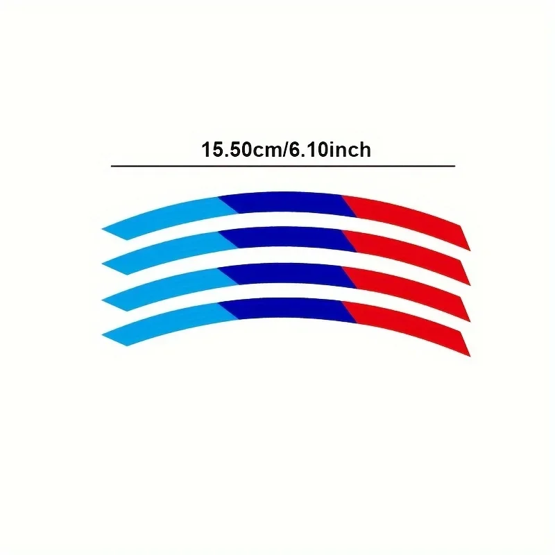 1SET Tri-color Wheel Rim Stripes – Red/Blue/Light Blue Reflective Waterproof Stickers for Car Wheel Decor