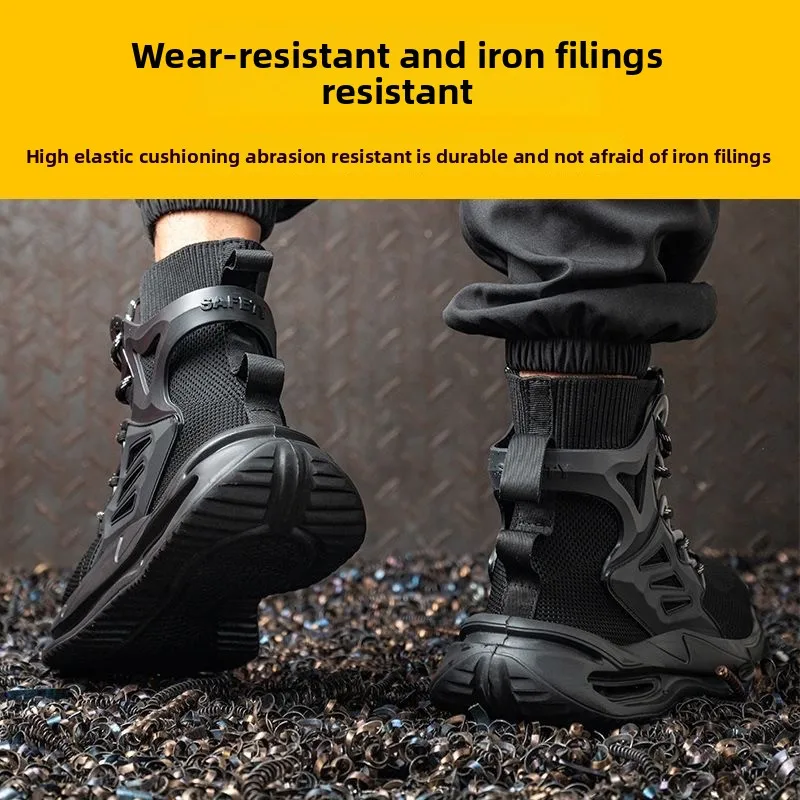 Herren-Sicherheitsschuhe, Stahlkappe, weiche Sohle, atmungsaktive Sicherheitsstiefel für Herren, pannensicher, verschleißfest, leichte Arbeitsschuhe