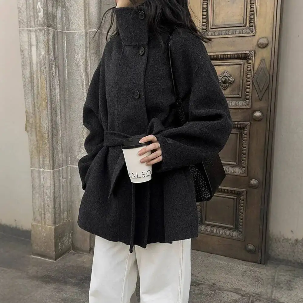 LANMREM 2025 Autumn Winter New Stand Collar Women's Double-faced