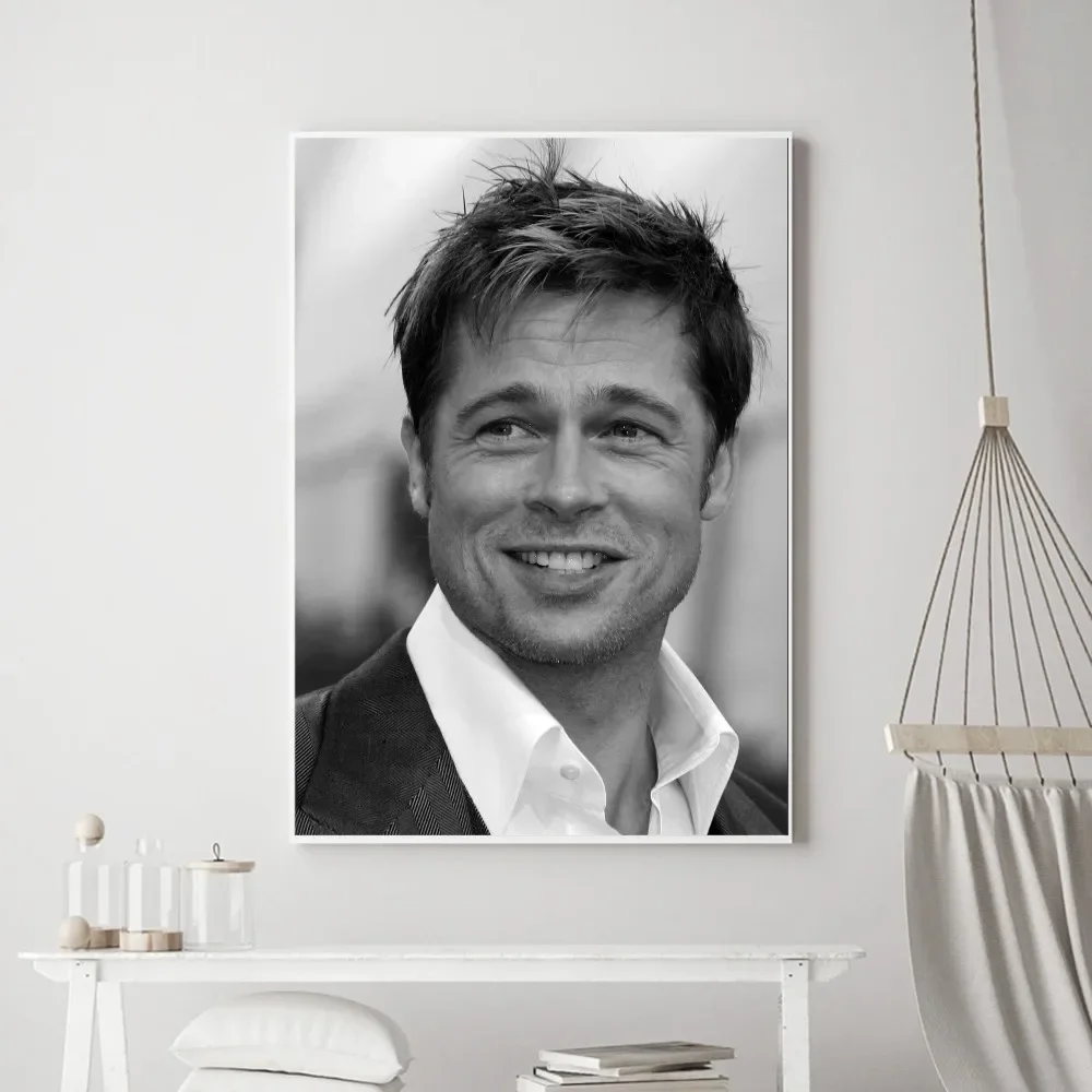 Celebrity B-Brad Pitt Poster Vintage Poster Prints Art Home Painting Bathroom Kitchen Bar Accessories Wall Sticker Small Size