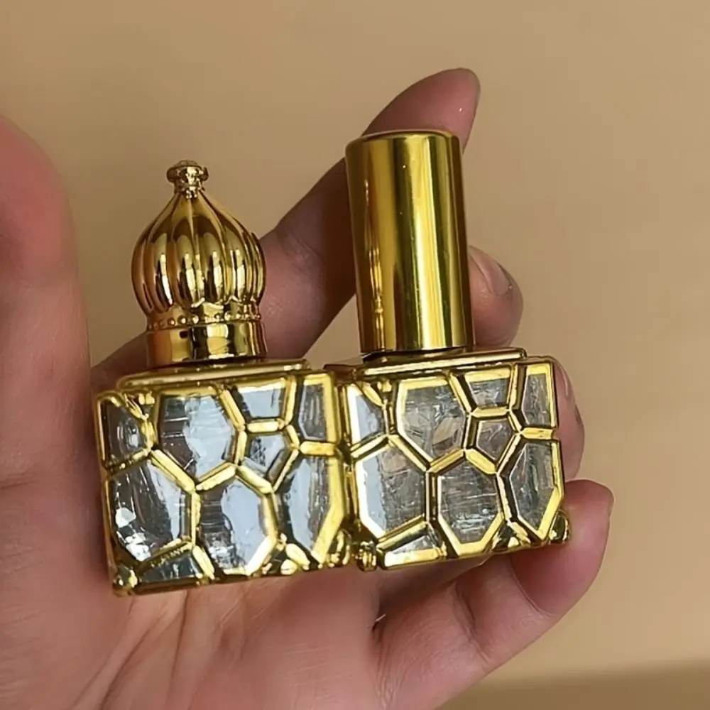 10ml Filling Perfume Bottle Water Cube Crown Shape Liquid Sample Portable Empty Bottle Gold Refillable Bottle