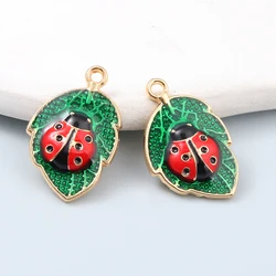 10 PCS Cute Leaves Insect Charms Animals Plants nature Enamel Pendants For Making Handmade DIY Jewelry Earrings Findings