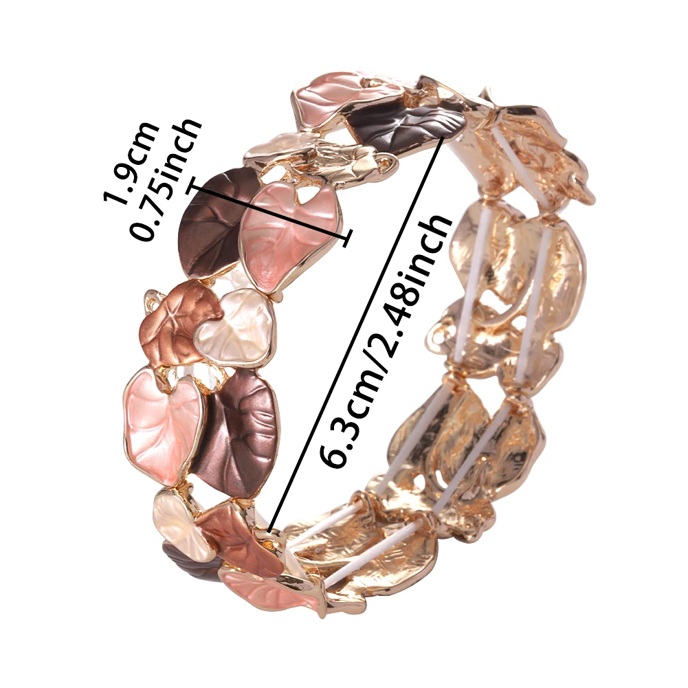 Cring Coco Trendy Bracelet Foldable Leaves Stretchable Luxury Elegant Jewelry Bracelet Zinc Alloy Bracelet Valentine\'s Day Gift