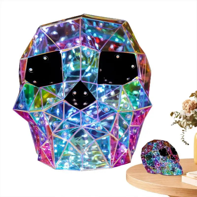 

Halloween Skull Light Night Lights Prism Spooky Skeleton Decor Lamp Led Funny Color-Changing Holiday Ornaments USB Home Party