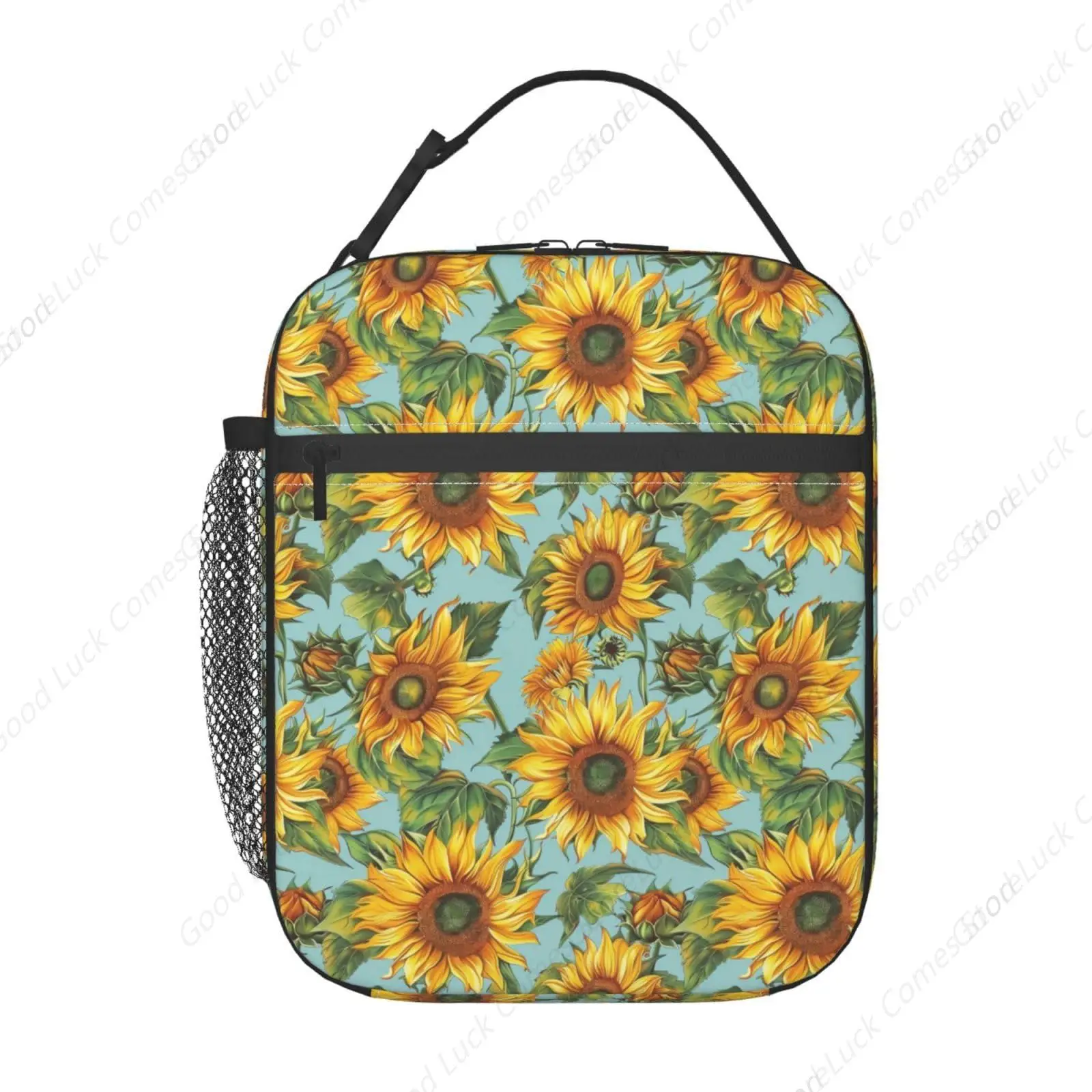 Reusable Sunflower Lunch Box for Kids Girls Boys Women Adult, Insulated Floral Lunch Bag,Polyester Cooler Flower Handbags Case