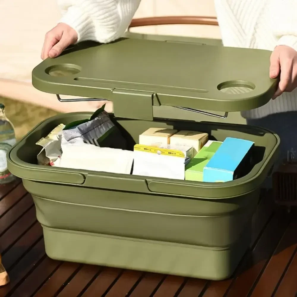 

#For Home Camping Basket Portable Picnic Tableware Box Folding Table Board Outdoor Waterproof Storage Solution For Camping With