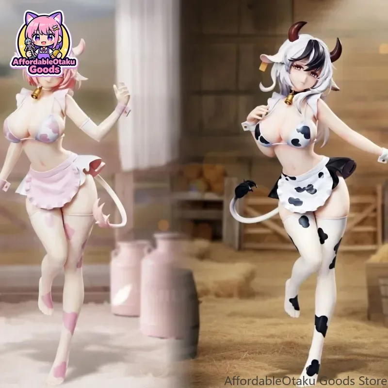 Black & White Cow Girl Maid Anime Figure – PVC Collectible Statue Desktop PC Case Car Dashboard Decor, Gift for Anime Fans