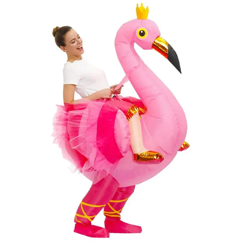 Christmas Flamingo Inflatable Costume Halloween Costumes for Man Adult Woman Animal Cosplay Inflated Clothes Fantasy Party Dress