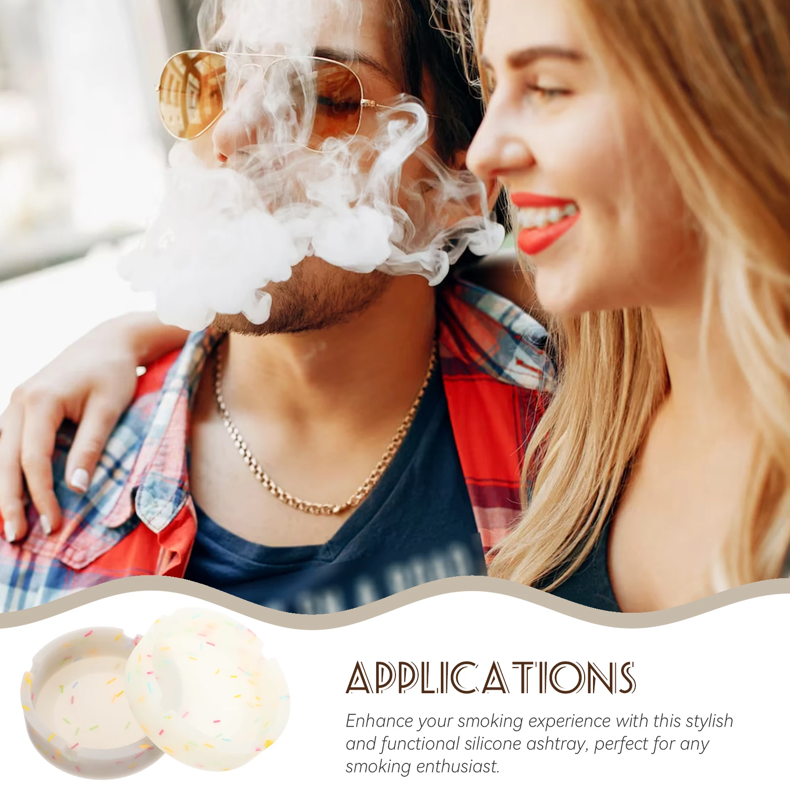 

2pcs Luminous Round Silicone Ashtray For Home Desktop Soot Round Ashtray Storage Holder Night Use Ash Container