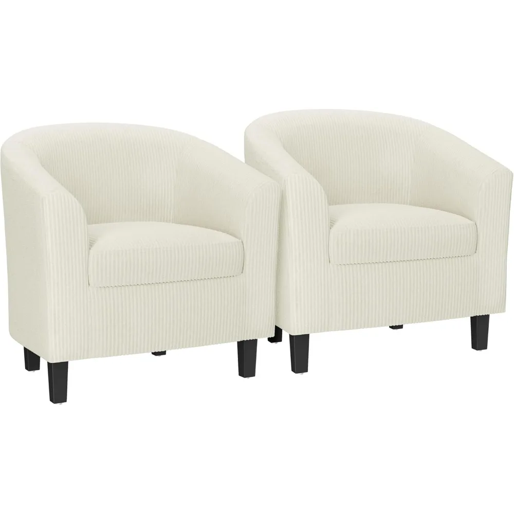 Juego de 2 sillas tipo barril de pana, sillas tapizadas para club, sillones redondos, sillas para sala de espera con cojín suave f