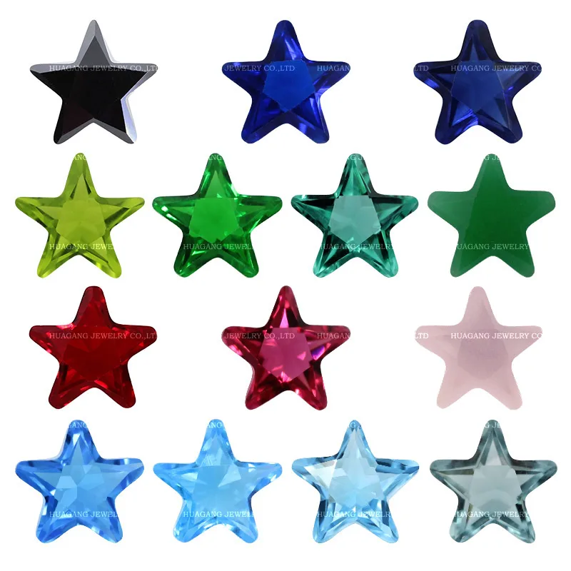 Glass Beads Star Shape red blue green blue pink black Loose  Synthetic Gems For Jewelry Size 3x3~10x10mm