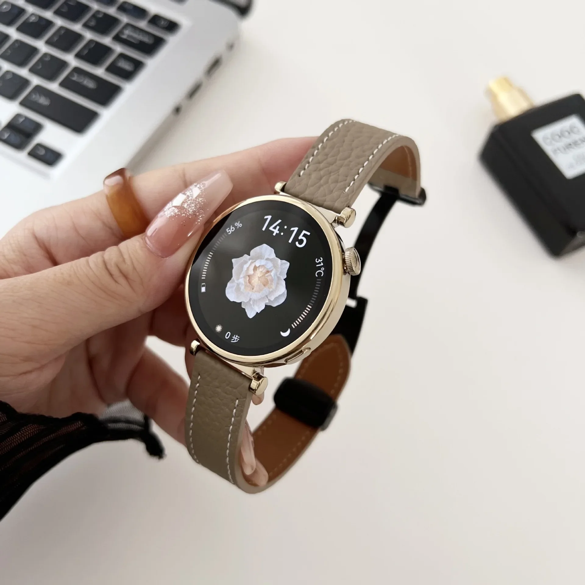 Leather Watchband For HUAWEI WATCH GT4 41mm Bracelet 18mm Strap For Garmin VENU 3S 2S/Forerunner 255S 265S Smart Watchbands