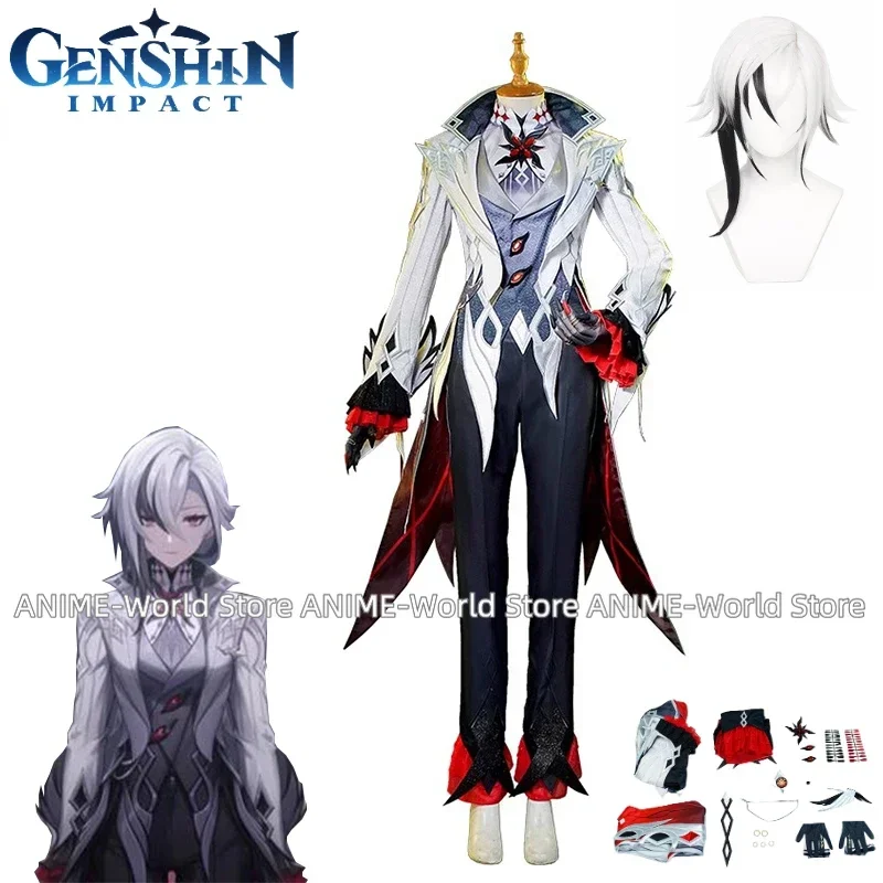 

Game Genshin Impact Arlecchino Cosplay Costume Fatui Servant Snezhnaya Halloween Costumes Women And Men Tuxedo Uniform