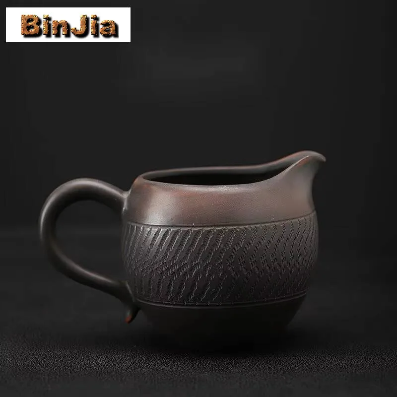 Chinese Qingxi Purple Pottery Tea Pitcher Handmade Jumping Knife Chahai Divide Coffee Justice Cup Teaset Accessories