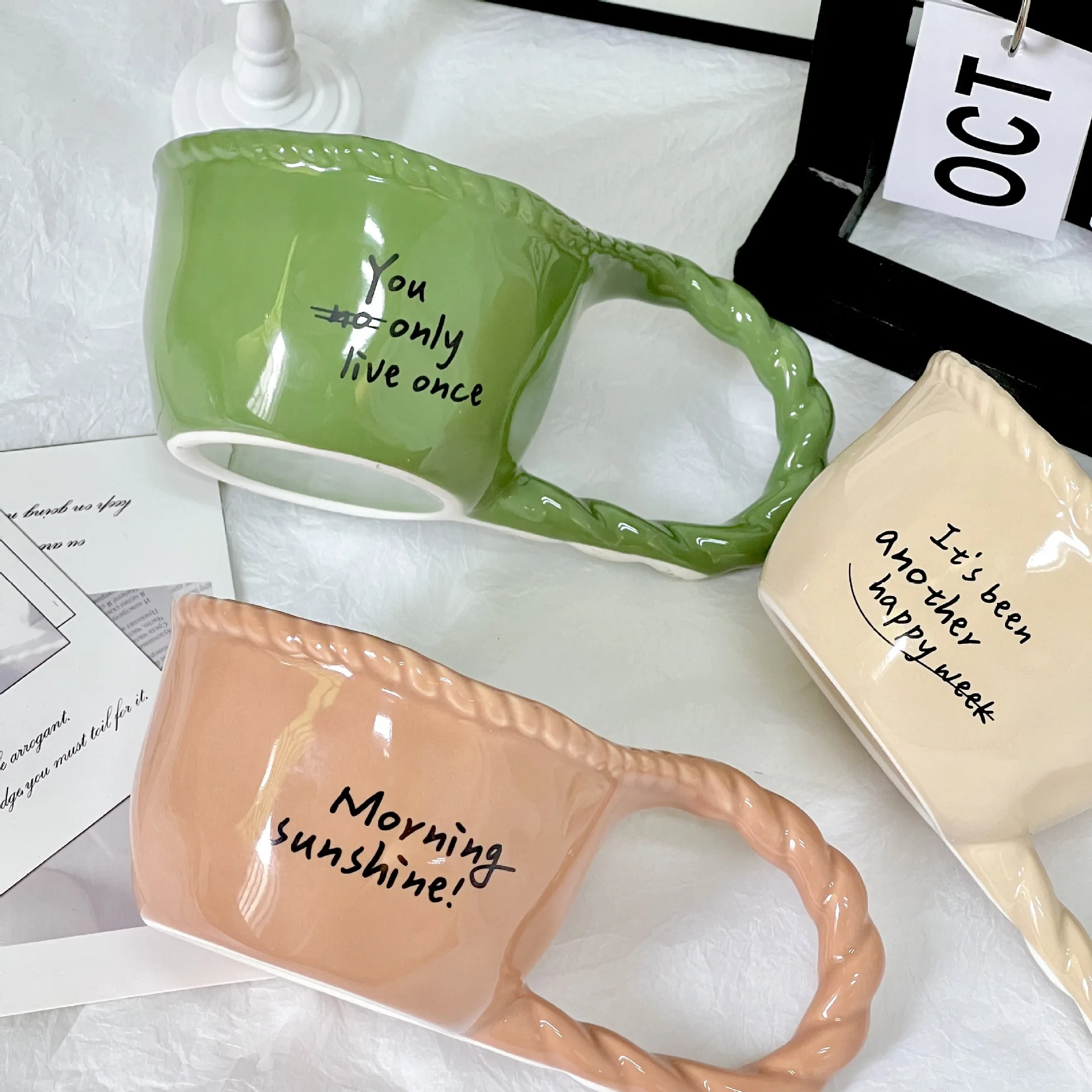 Kreatives Design Keramiktasse, Milchkaffeetasse, Trinkbecher für das Heimbüro, Tassen im einfachen Stil, Geschenk für Mädchen – Detail 5