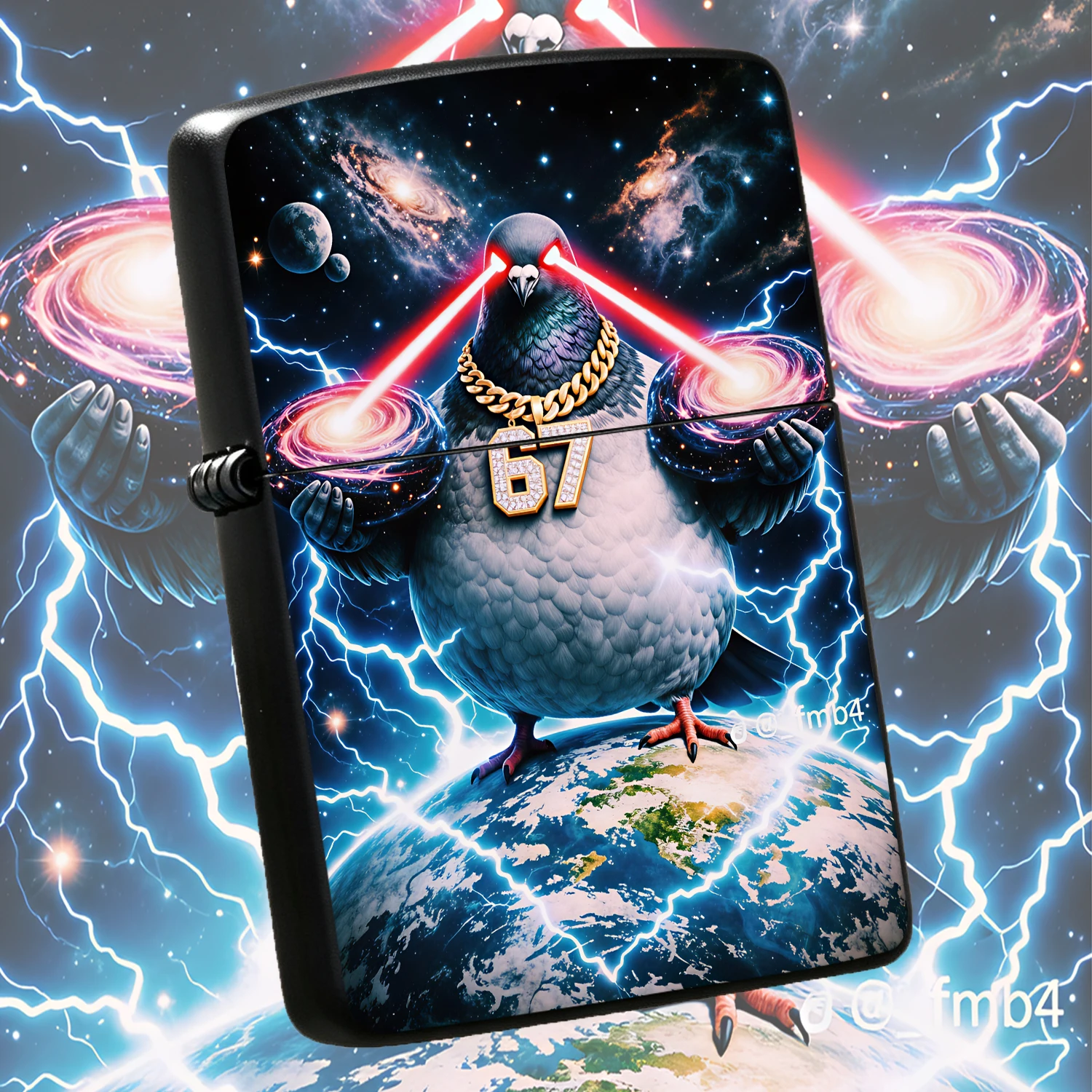 Creative Hip Hop Cosmic Cyber Pigeon Decorative Lighter, Cool Laser Eye Galaxy Stylish Street Trend Accessory, Fun Aesthetic Portable Item, Ideal Gift For Friends, Suitable For All Daily Scenarios, Unique Collectible Trendy Present Interest