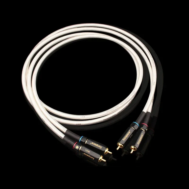 คู่ HiFi QED ลายเซ็นสาย RCA ชายกับชาย Silver Plated Audio สัญญาณสายปลั๊กชุบทอง