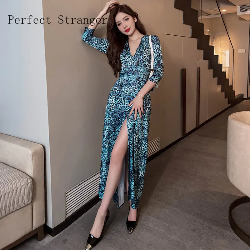 2024 Summer New Arrival Hot Sale V Collar Three-quarter Sleeve One Piece Floral  Women Jag Long Maxi Dresses for Women