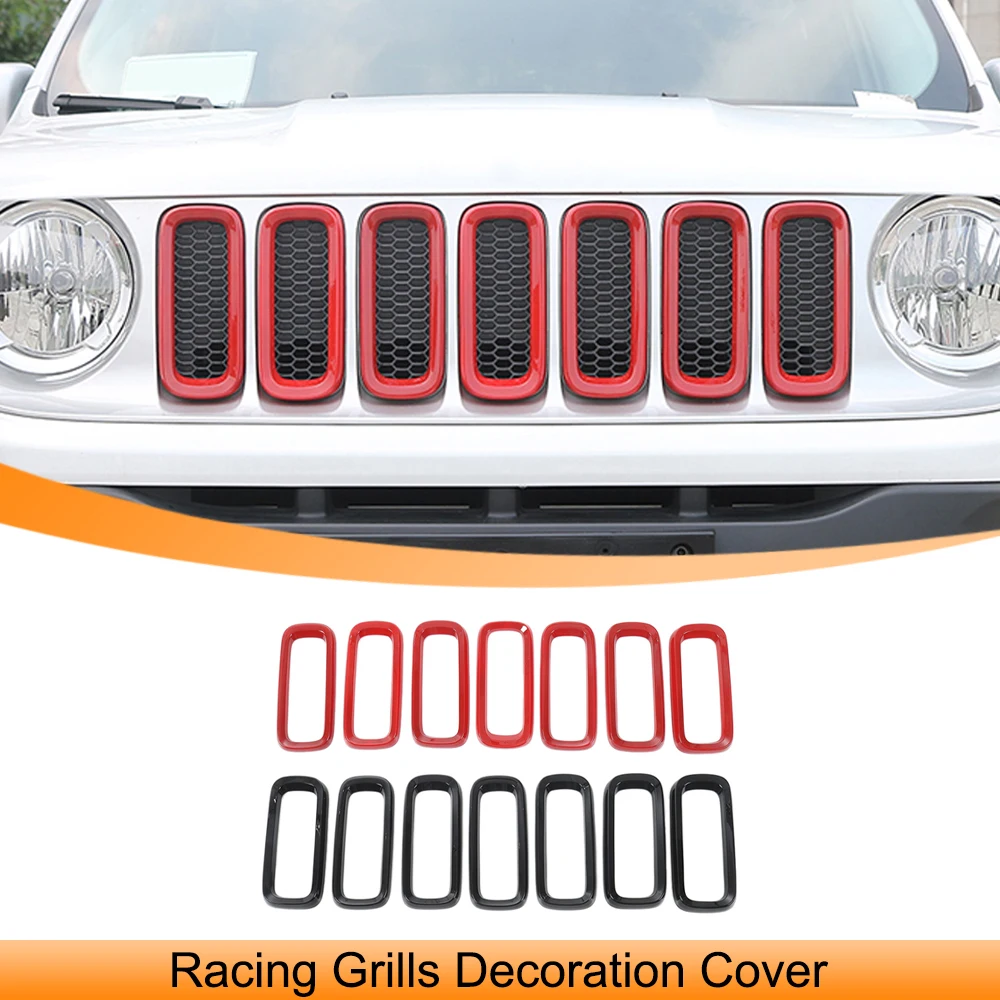 

Front Bumper Racing Grills Grille Decoration Ring Cover Trim Stickers for Jeep Renegade 2016 2017 2018 Car Exterior Accessories
