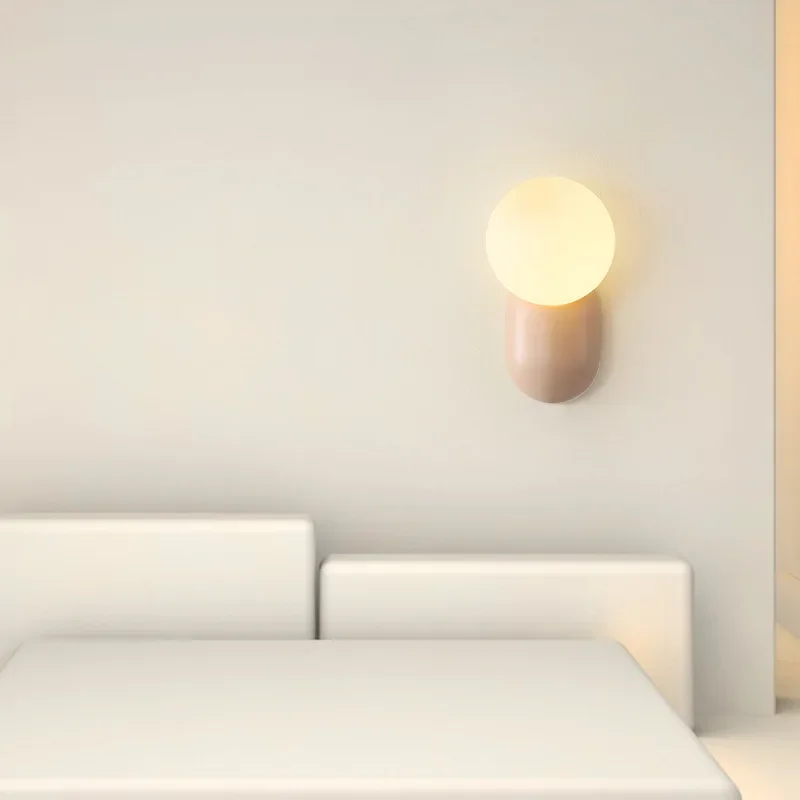 Simple Nordic  Wall Lamp Modern Simple Cream  Head Light For Living Room Bedroom Besides Study Interior Decoration Fixture