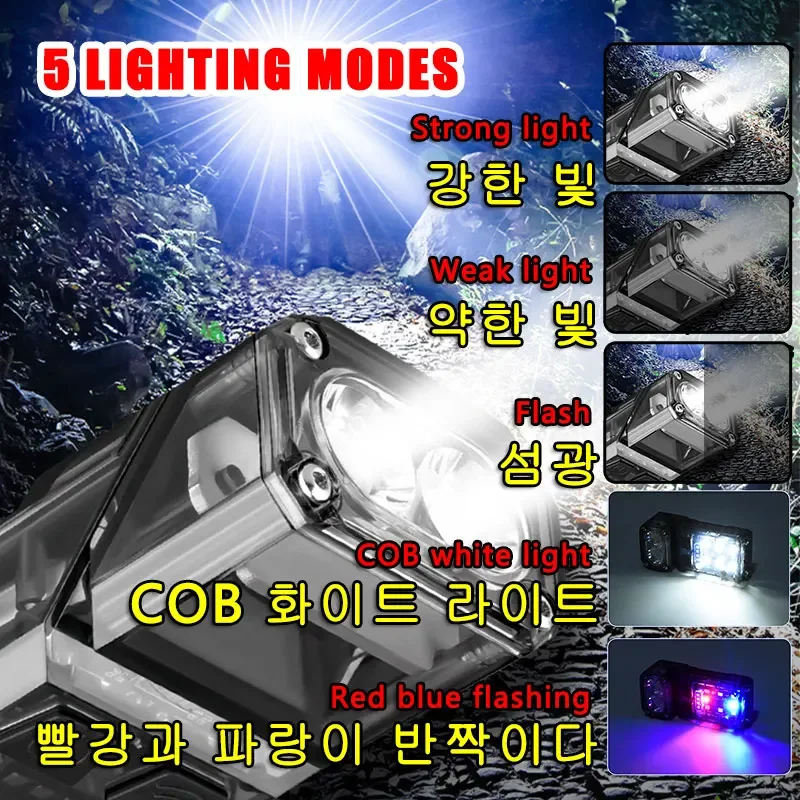 다기능 LED 손전등, USB 충전식 미니 센서 헤드램프, 테일 자석, 야외 낚시 토치, 캠핑 랜턴, 신제품