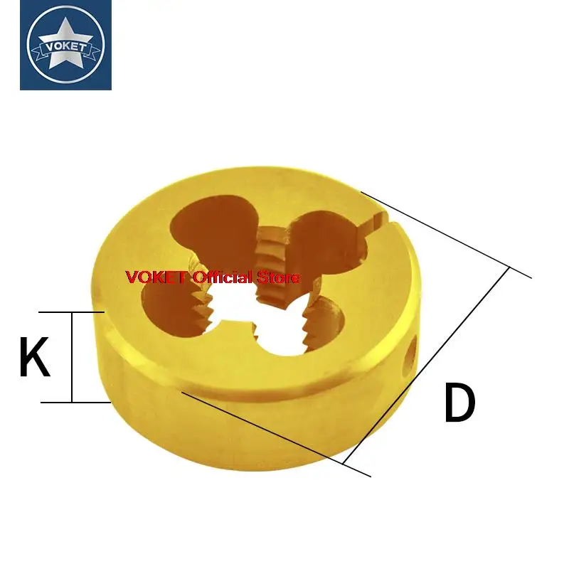 

VOKET HSSE With Tin AR-D Round Dies UNF UNS UNEF 0-80 1-72 2-64 3-56 4-48 5-44 6-40 8-36 10-28 12-28 1/4 3/8 5/16 Threading Dies