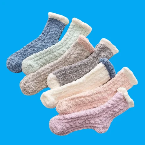 

3/6 Pairs Women Sleep Autumn and Winter Mid-Tube Home Plush Socks Plush Floor Socks Coral Fleece Socks