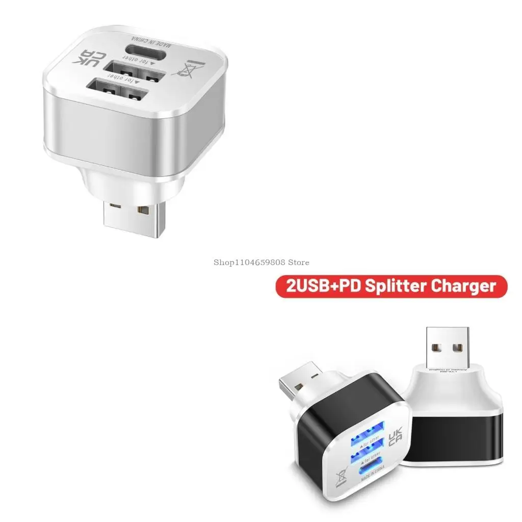 

USB -мужчина до 2 USB женского пола типа C Зарядка для нескольких устройств для нескольких устройств