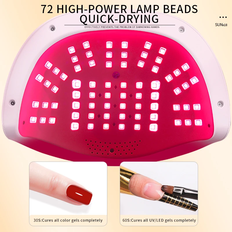Lampa do paznokci UV LED czerwona - suszarka do żelu, dwuręczna, do manicure