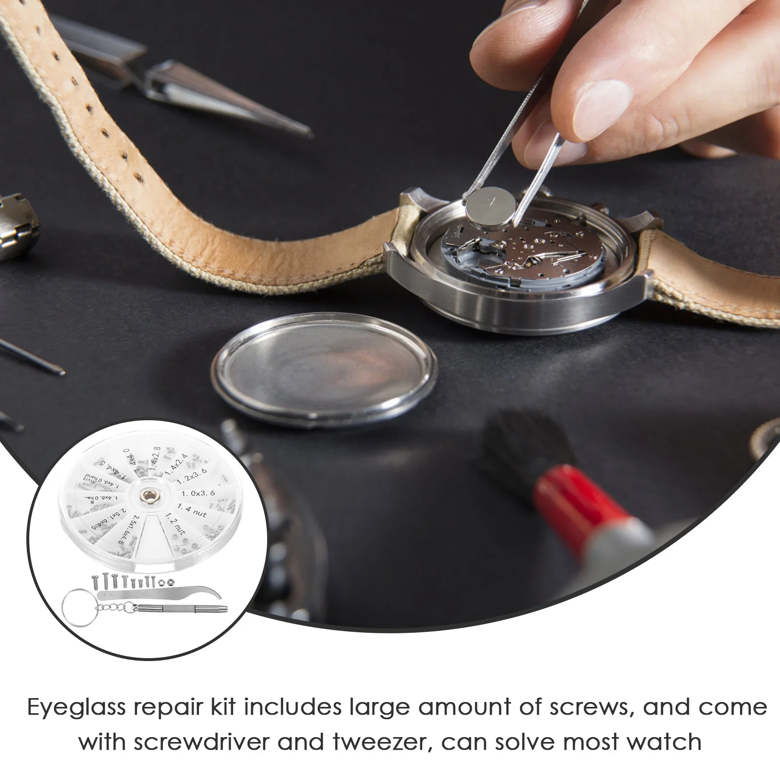 

1 set Screw Box Eyeglass Repair Kit Glasses Sunglasses Watch Stainless Tiny Screws Nuts Storage Portable Repair Needs