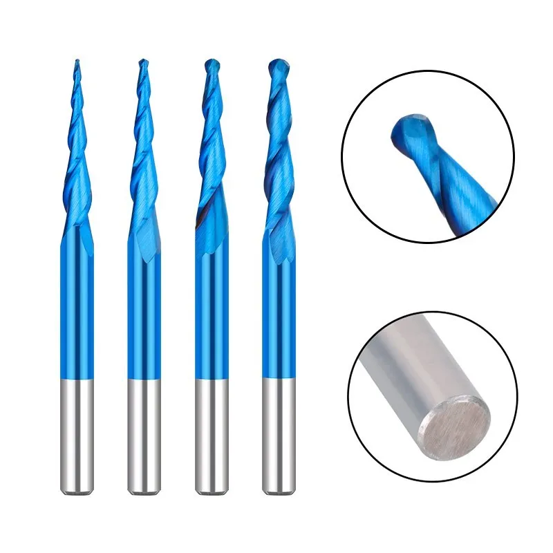 XCAN 2 Flute CNC Router Engraving Bit R0.25-1.0 Tapered Ball Nose Milling Cutter 3.175mm Shank Carbide End Mill for Woodworking