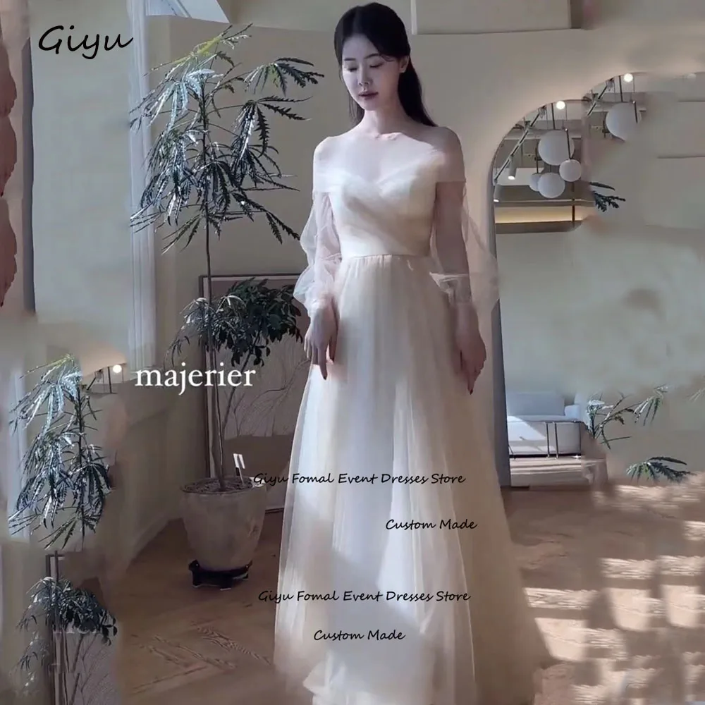 

Giyu Fairy A-line Korea Wedding Dress Photoshoot Sweetheart Collar Tulle Off The Shoulder Floor-Length Evening Gown Dress