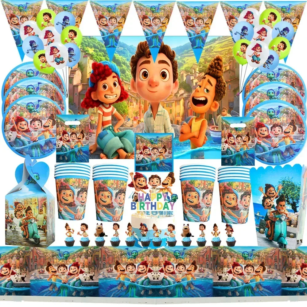 

MINISO Luca Disposable Party Tableware Set Kids Cartoon Anime Theme Party Decorations Baby Shower Luca Birthday Party Supplies