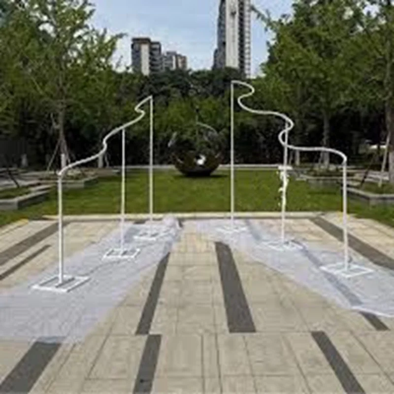 Wavy Metal Wedding Arch Frame Curved Backdrop Stand, Outdoor Photo Background Rack for Event Stage Party Ceremony Banquet Weddin