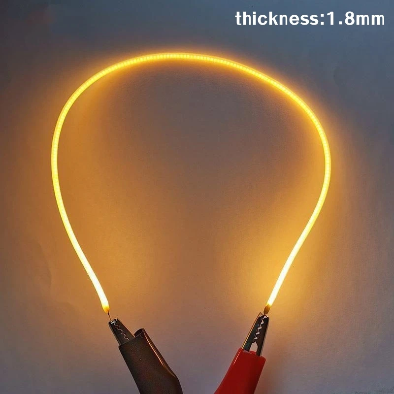 10 sztuk/partia Ultra-Slim Mini COB Led taśma Filament DC3V elastyczna DIY taśma taśma światła dioda 60/300/450mm Edison żarówka część złączka