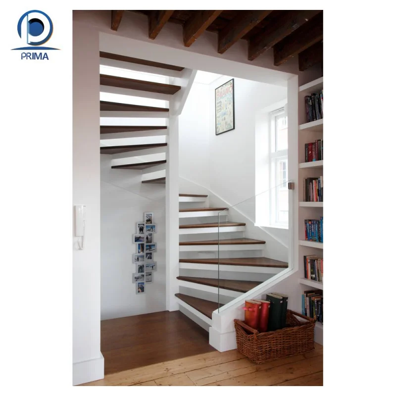 custom.Simple Exterior Stairs Hot Sell Modern Rotating Design Staircase Solid Wood Treads Carbon Fabricated Loft Staircas