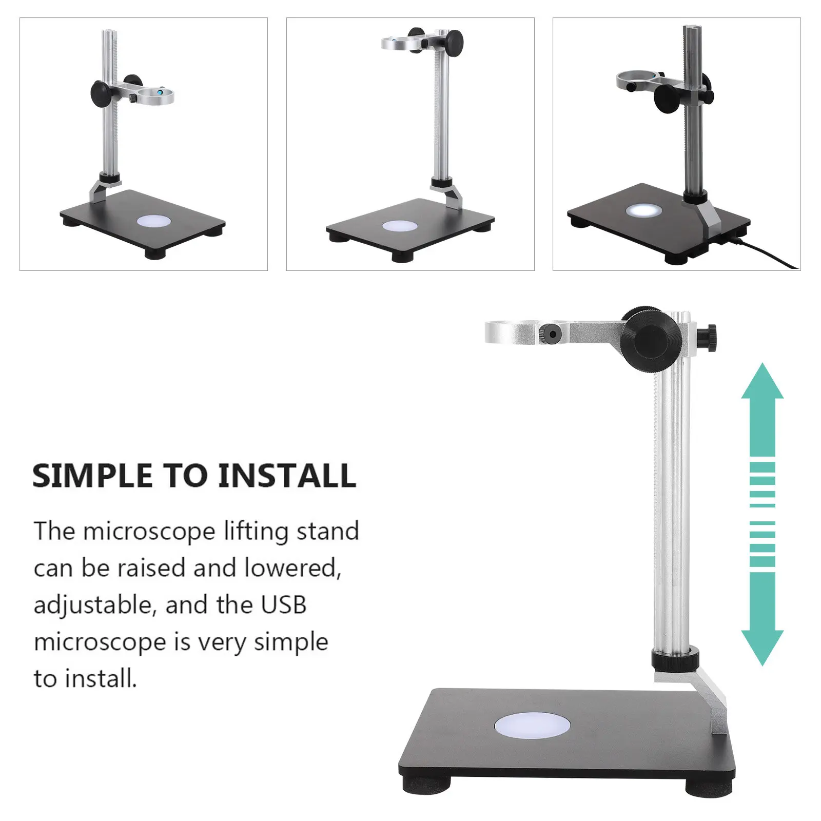 Microscope Stand Adjustable Lifting Holder Stable Support Rack for Industrial Camera Precision Observation